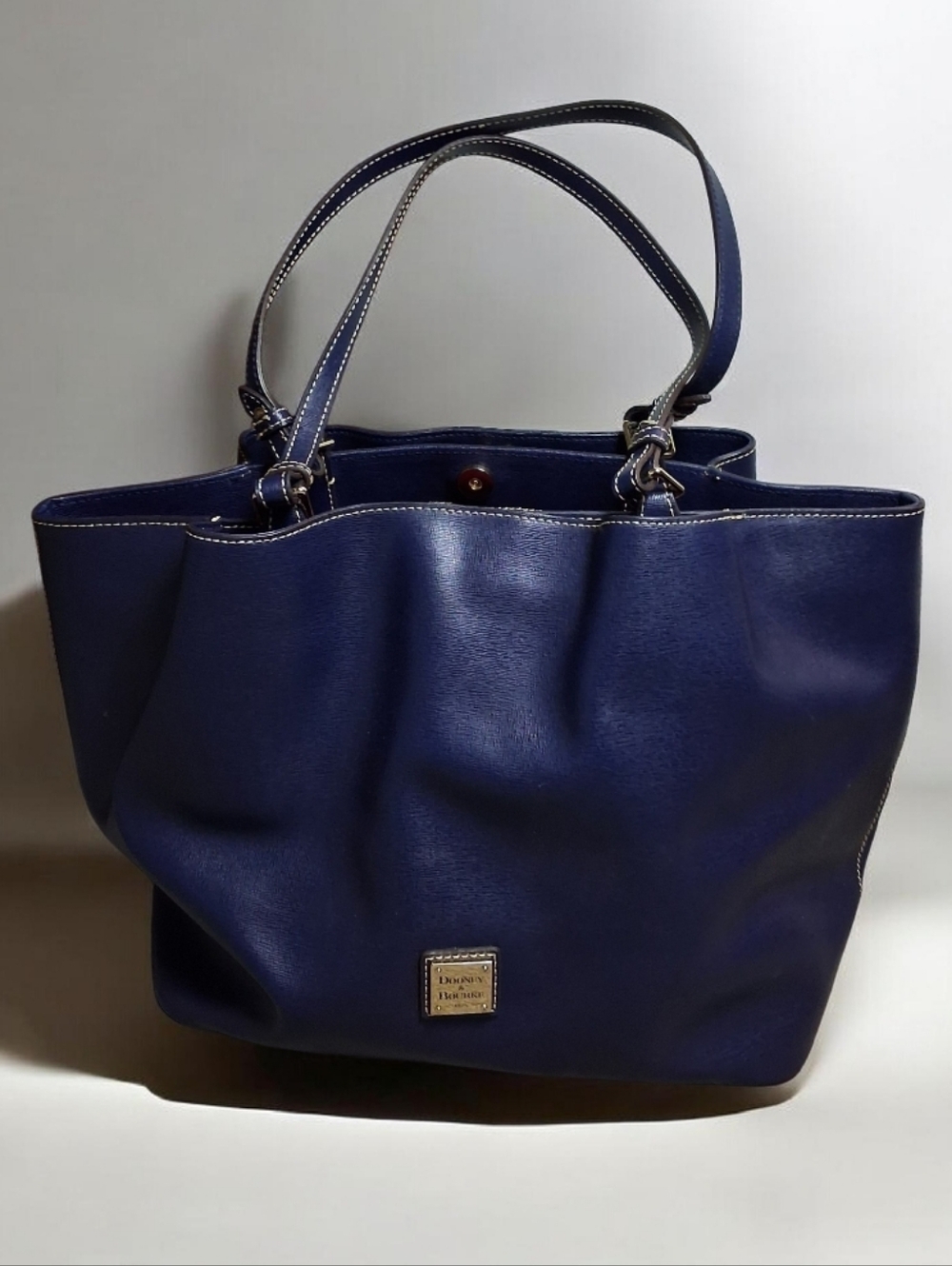 Dooney & Bourke Classic Leather Large Flynn Tote Bag Navy